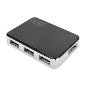 DIGITUS DA-70220 - USB 2.0, 4-Port Hub, 4x USB A/F, 1x USB Bmini/F inkl. USB A/M zu mini5P Kabel
